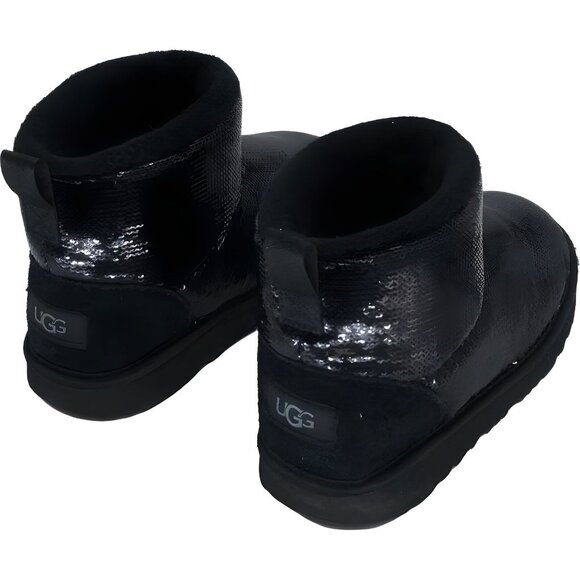 UGG Girls Classic Mini Mirror Ball Black Boot - 2 Little Kid - Picture 3 of 6